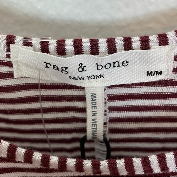 Rag & Bone Michal Linen Blend Tank Top in Burgundy Multi Striped - Picture 8 of 10
